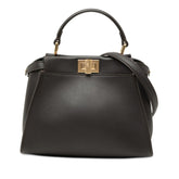 フェンディ ピーカブー ミニ ハンドバッグ ショルダーバッグ 2WAY 8BN244 ダークブラウン レザー レディース FENDI 【中古】
