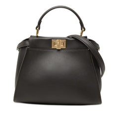 フェンディ ピーカブー ミニ ハンドバッグ ショルダーバッグ 2WAY 8BN244 ダークブラウン レザー レディース FENDI 【中古】