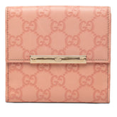 グッチ グッチシマ ロゴプレート 二つ折り財布 112664 ピンク レザー レディース GUCCI 【中古】