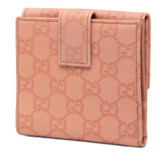 グッチ グッチシマ ロゴプレート 二つ折り財布 112664 ピンク レザー レディース GUCCI 【中古】
