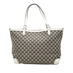 グッチ GGキャンバス トートバッグ ショルダーバッグ 247209 ベージュ ネイビー ホワイト キャンバス レザー レディース GUCCI 【中古】