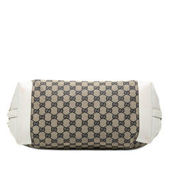 グッチ GGキャンバス トートバッグ ショルダーバッグ 247209 ベージュ ネイビー ホワイト キャンバス レザー レディース GUCCI 【中古】