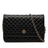 シャネル ココマーク マイクロマトラッセ チェーンウォレット ショルダーバッグ ブラック ラムスキン レディース CHANEL 【中古】