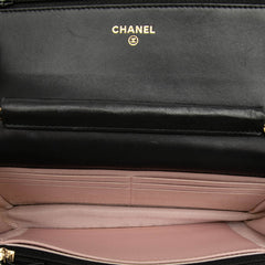 シャネル ココマーク マイクロマトラッセ チェーンウォレット ショルダーバッグ ブラック ラムスキン レディース CHANEL 【中古】