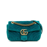 グッチ GGマーモント キルティング チェーンショルダーバッグ 443497 エメラルドグリーン ベルベット レディース GUCCI 【中古】