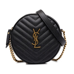 サンローラン YSLロゴ ヴィニル 斜め掛け チェーン ショルダーバッグ 610436 ブラック レザー レディース SAINT LAURENT 中古