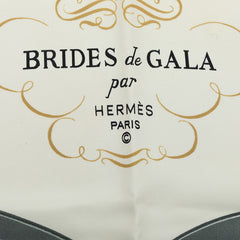 エルメス カレ90 式典用馬勒 BRIDES de GALA ブリッド ドゥ ガラ スカーフ ライトブルー ホワイト シルク レディース HERMES 中古