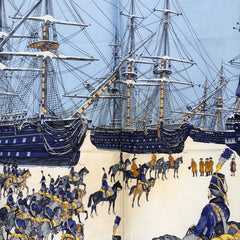 エルメス カレ90 MARINE ET CAVALERIE 海と騎兵隊 スカーフ 大判 ブルー系 シルク レディース HERMES 【中古】