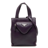 プラダ 三角ロゴプレート トートバッグ ショルダーバッグ 2WAY 1BG418 パープル レザー レディース PRADA 中古