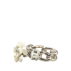 シャネル カメリア ココマーク チェーン リング 指輪 シルバー ホワイト メタル レディース CHANEL 【中古】