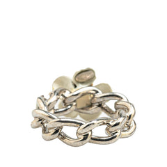 シャネル カメリア ココマーク チェーン リング 指輪 シルバー ホワイト メタル レディース CHANEL 【中古】