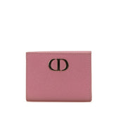 ディオール モンテーニュ コンパクトウォレット CDロゴ 二つ折り財布 ピンク レザー レディース Dior 中古