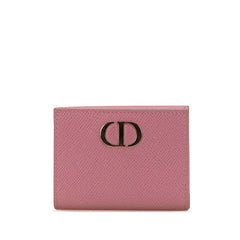 ディオール モンテーニュ コンパクトウォレット CDロゴ 二つ折り財布 ピンク レザー レディース Dior 中古