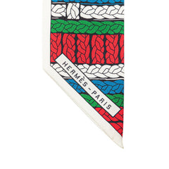 エルメス ツイリー Tresses H トレスH スカーフ ホワイト マルチカラー シルク レディース HERMES 【中古】
