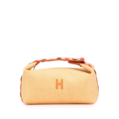 エルメス ブリッドアブラックPM ハンドバッグ オレンジ ブラウン コットン レディース HERMES 【中古】