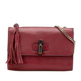 グッチ バンブー チェーン ショルダーバッグ 387611 ワインレッド レザー レディース GUCCI 【中古】