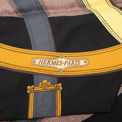 エルメス マキシツイリー CAVALCADOUR スカーフ ブラック マルチカラー シルク レディース HERMES 【中古】