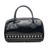 サンローラン ミニボストンバッグ ハンドバッグ ネイビー ホワイト レザー レディース SAINT LAURENT 【中古】