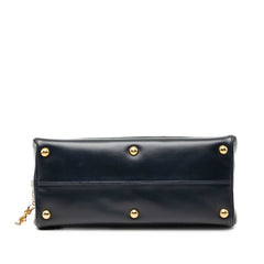 サンローラン ミニボストンバッグ ハンドバッグ ネイビー ホワイト レザー レディース SAINT LAURENT 【中古】