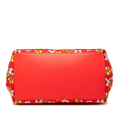 バレンシアガ ネイビーカバス フラワーモチーフ トートバッグ ハンドバッグ 339933 レッド キャンバス レザー レディース BALENCIAGA 【中古】