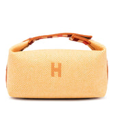 エルメス ブリッド ア ブラック オ カレ PM ハンドバッグ ポーチ フォーブ オレンジ シルバー金具 コットン レディース HERMES 【中古】