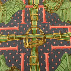 エルメス カレ90 SELLES A HOUSSE カバーへの腰かけ スカーフ グレー マルチカラー シルク レディース HERMES 【中古】