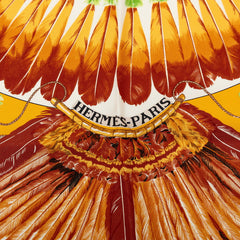エルメス カレ90 ブラジル BRAZIL スカーフ イエロー系 ホワイト シルク レディース HERMES 【中古】