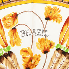 エルメス カレ90 ブラジル BRAZIL スカーフ イエロー系 ホワイト シルク レディース HERMES 【中古】