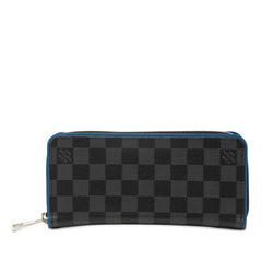 ルイ ヴィトン ダミエ グラフィット ジッピーウォレット ヴェルティカル ラウンドファスナー 長財布 N64436 ブラック グレー ブルー PVC メンズ LOUIS VUITTON 【中古】