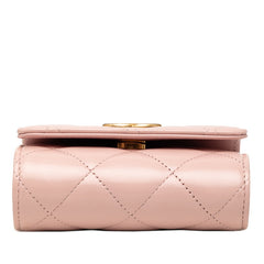 シャネル ココマーク ミニミニマトラッセ 斜め掛け チェーン ショルダーバッグ ピンク ラムスキン レディース CHANEL 中古