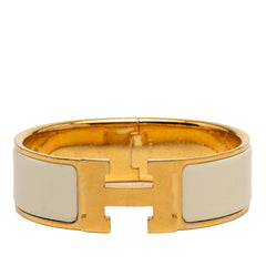 エルメス クリッククラックH PM ブレスレット ゴールド ホワイト メッキ レディース HERMES 【中古】