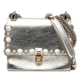 フェンディ ミニ キャナイ チェーン ショルダーバッグ 8M0381 シルバー レザー レディース FENDI 【中古】