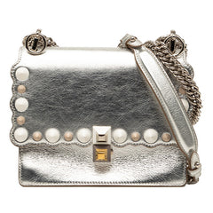 フェンディ ミニ キャナイ チェーン ショルダーバッグ 8M0381 シルバー レザー レディース FENDI 【中古】