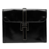 エルメス ジジェGM クラッチバッグ ブラック ボックスカーフ レディース HERMES 【中古】