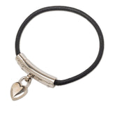 エルメス ヴィヴィリデ ハート カデナ ブレスレット シルバー ブラック メタル レザー レディース HERMES 【中古】
