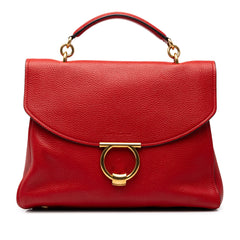 サルヴァトーレフェラガモ ガンチーニ ハンドバッグ GG-21H320 レッド レザー レディース Salvatore Ferragamo 中古