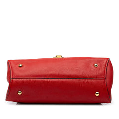 サルヴァトーレフェラガモ ガンチーニ ハンドバッグ GG-21H320 レッド レザー レディース Salvatore Ferragamo 中古