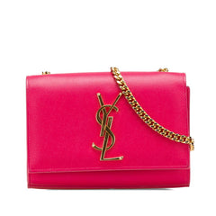 サンローラン YSLロゴ チェーン ショルダーバッグ 354121 ピンク ゴールド レザー レディース SAINT LAURENT 【中古】