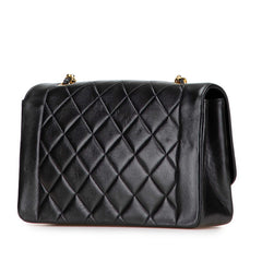 シャネル マトラッセ ダイアナ25 チェーン ショルダーバッグ ブラック ゴールド金具 ラムスキン レディース CHANEL 【中古】