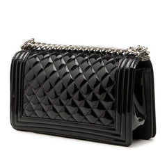 シャネル マトラッセ ココマーク ボーイシャネル25 チェーン ショルダーバッグ ブラック パテントレザー レディース CHANEL 中古