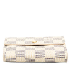 ルイ ヴィトン ダミエ アズール ポルトフォイユ エリーズ 二つ折り財布 N61733 ホワイト PVC レザー レディース LOUIS VUITTON 【中古】
