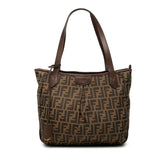 フェンディ ズッカ トートバッグ ショルダーバッグ 8BH269 ブラウン キャンバス レザー レディース FENDI 【中古】