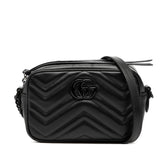 グッチ GGマーモント ミニ カメラバッグ ショルダーバッグ 634936 ブラック レザー レディース GUCCI 【中古】
