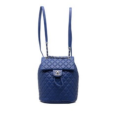 シャネル マトラッセ ココマーク リュック バックパック ブルー ラムスキン レディース CHANEL 【中古】