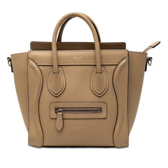 セリーヌ ラゲージ ナノショッパー ハンドバッグ ベージュ レザー レディース CELINE 【中古】