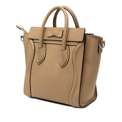 セリーヌ ラゲージ ナノショッパー ハンドバッグ ベージュ レザー レディース CELINE 【中古】