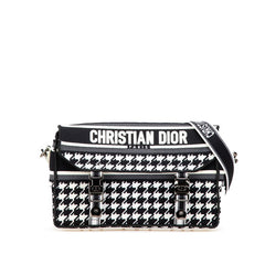 ディオール 千鳥格子 キャンプ ショルダーバッグ ブラック ホワイト キャンバス レディース Dior 【中古】
