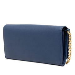 プラダ チェーン ショルダー ウォレット 1BP290 ブルー サフィアーノレザー レディース PRADA 【中古】