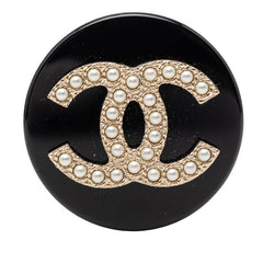 シャネル ココマーク フェイクパール ブローチ ゴールド ブラック メッキ プラスチック レディース CHANEL 【中古】