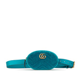 グッチ GGマーモント キルティング ボディバッグ ウエストバッグ 476434 グリーン ブルー ベロア レザー レディース GUCCI 【中古】